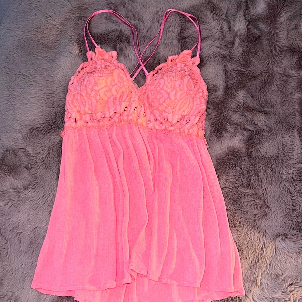 Pink lace tank